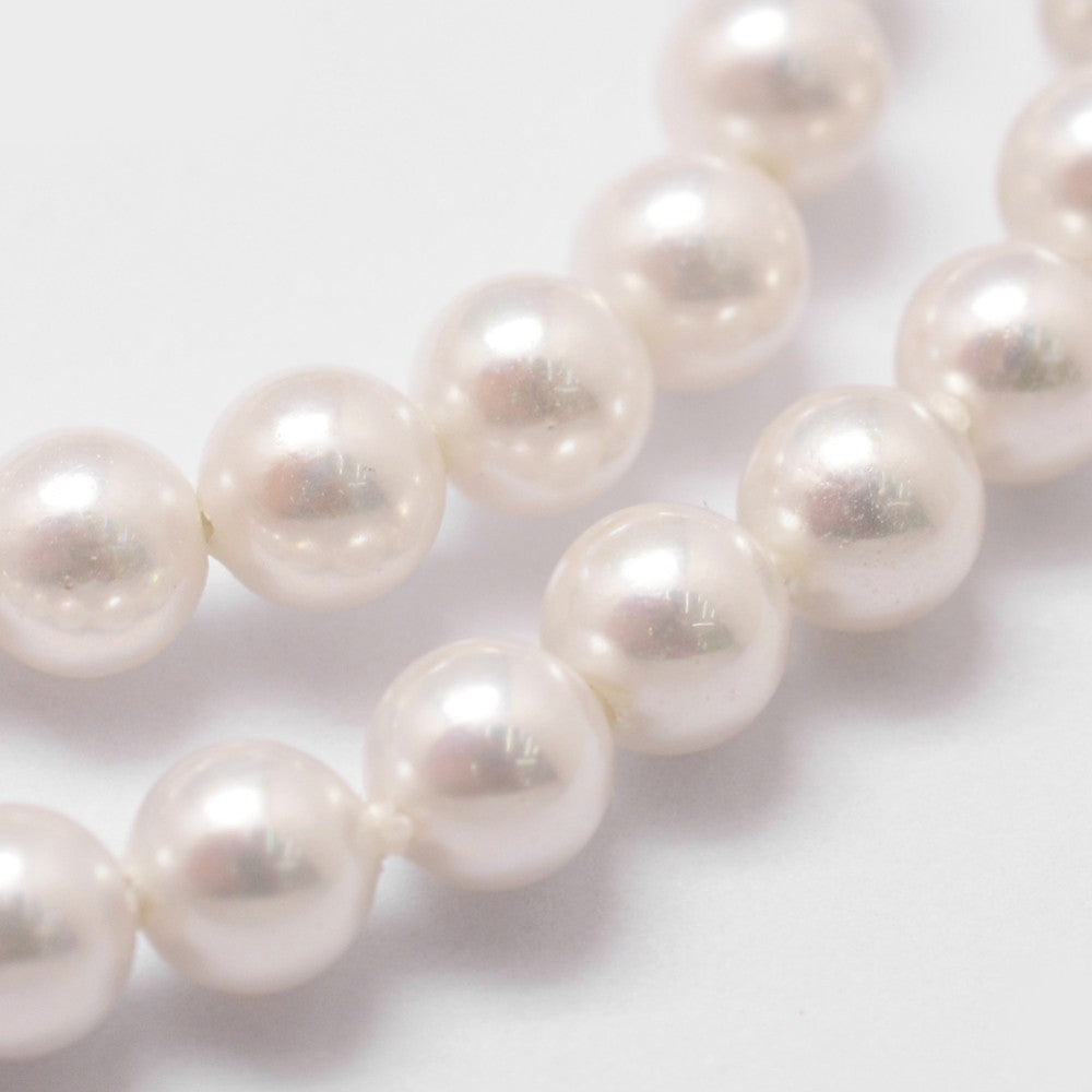 Shell Pearl Bead Strands, Grade A, Round, White 4mm
