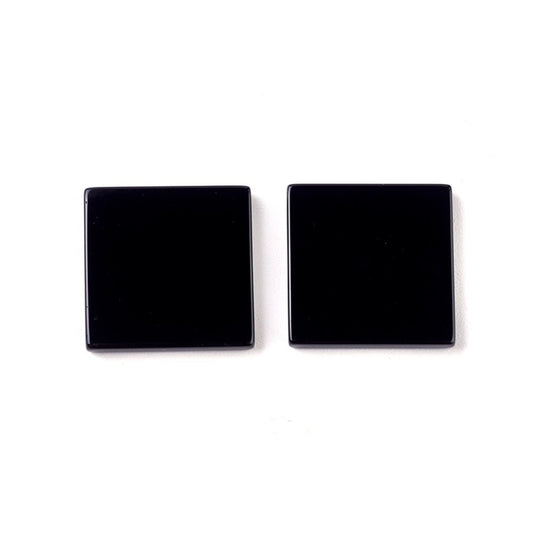 Natural Black Agate Cabochons, Square Size 2 Pack