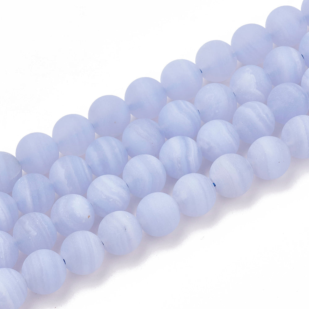 Blue Lace Agate Frosted 4mm Bead Strands Round