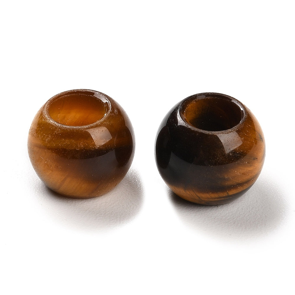 Natural Tiger Eye European Beads, Large Hole Beads, Round, 12x11mm