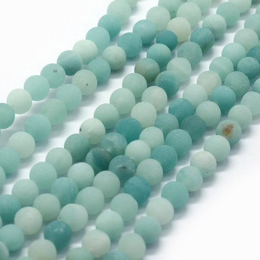Natural Amazonite Bead Strands, Round, Frosted Asst sizes