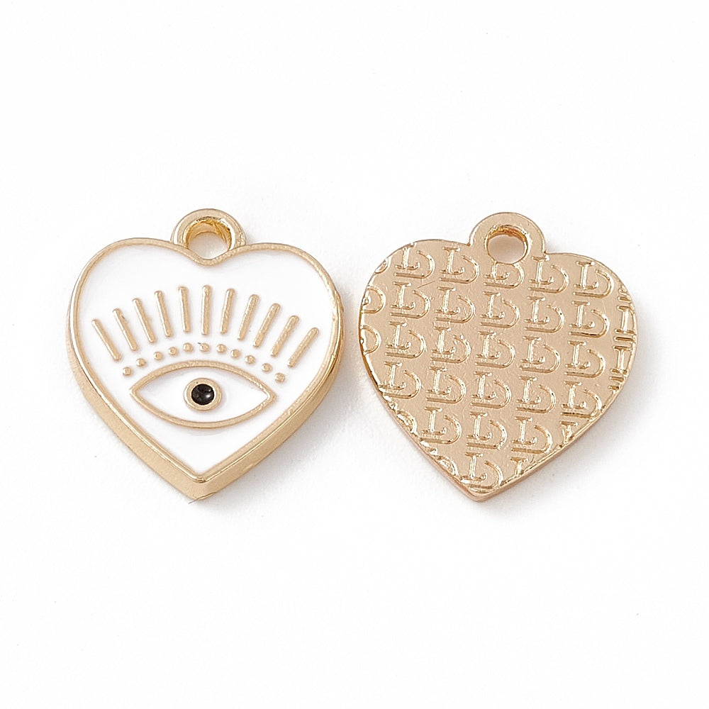 Evil Eye Heart Charm 5pcs