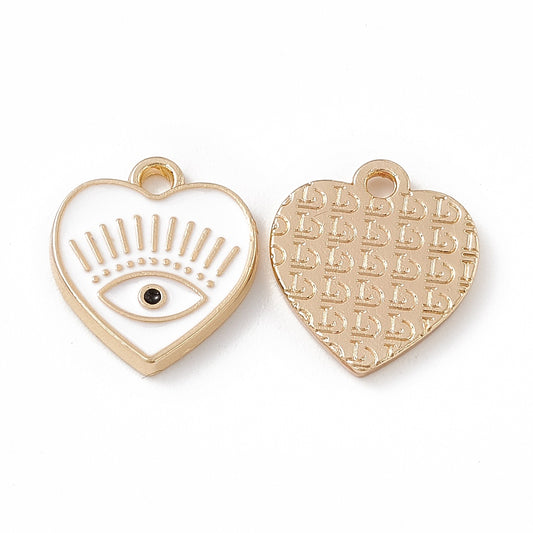 Evil Eye Heart Charm 5pcs