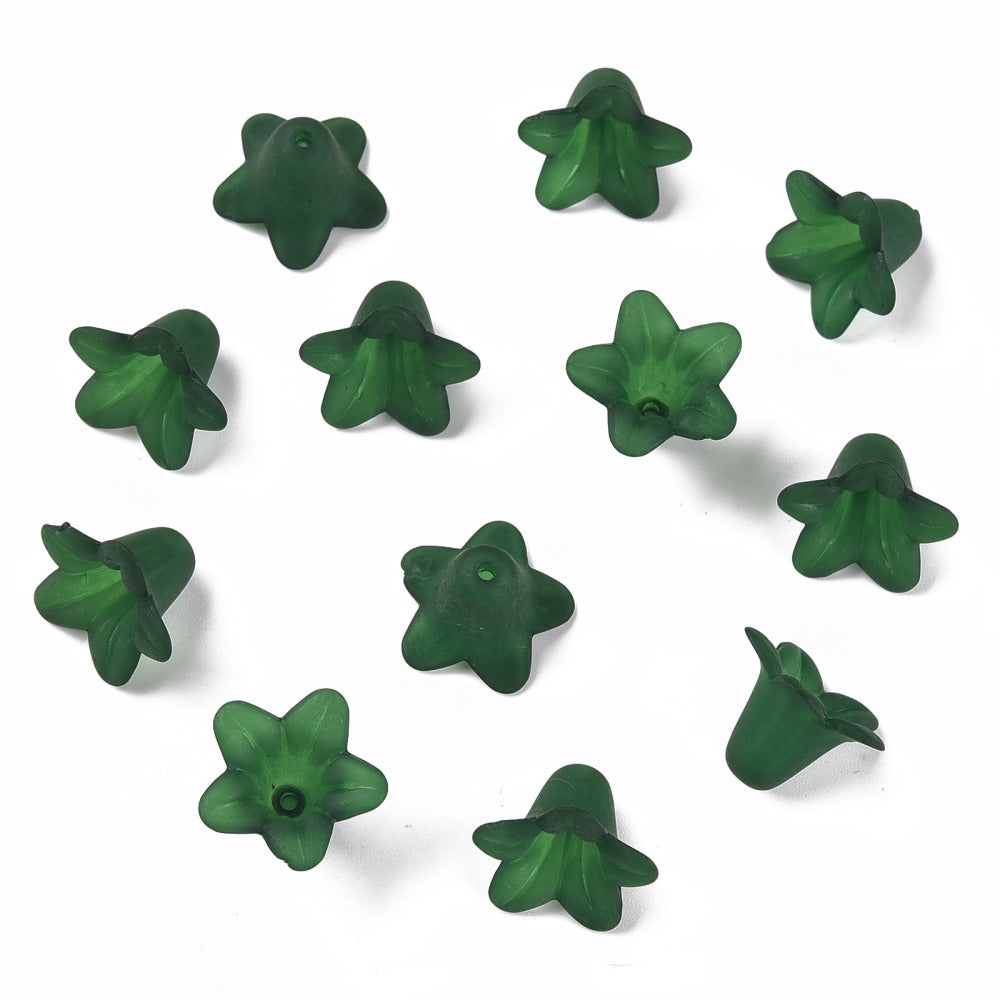 Transparent Acrylic Beads, Frosted, Flower, Asst Color Bulk 20 pieces