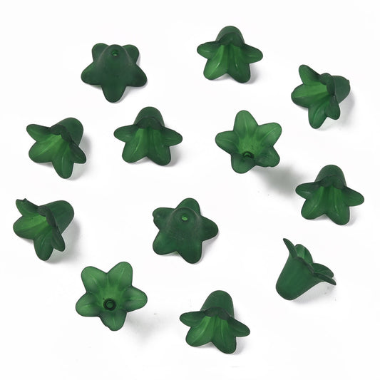 Transparent Acrylic Beads, Frosted, Flower, Asst Color Bulk 20 pieces