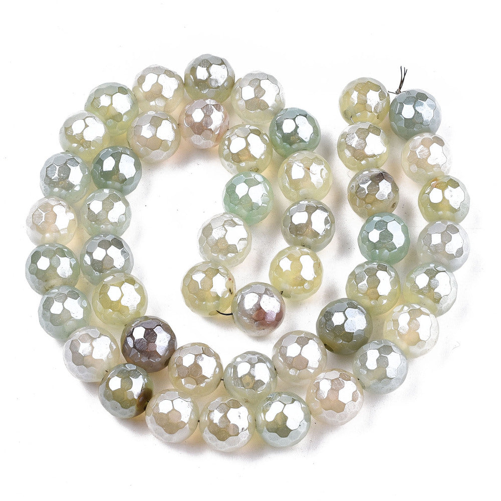 Electroplated Natural Agate Faceted Bead Strands 8mm Asst colors