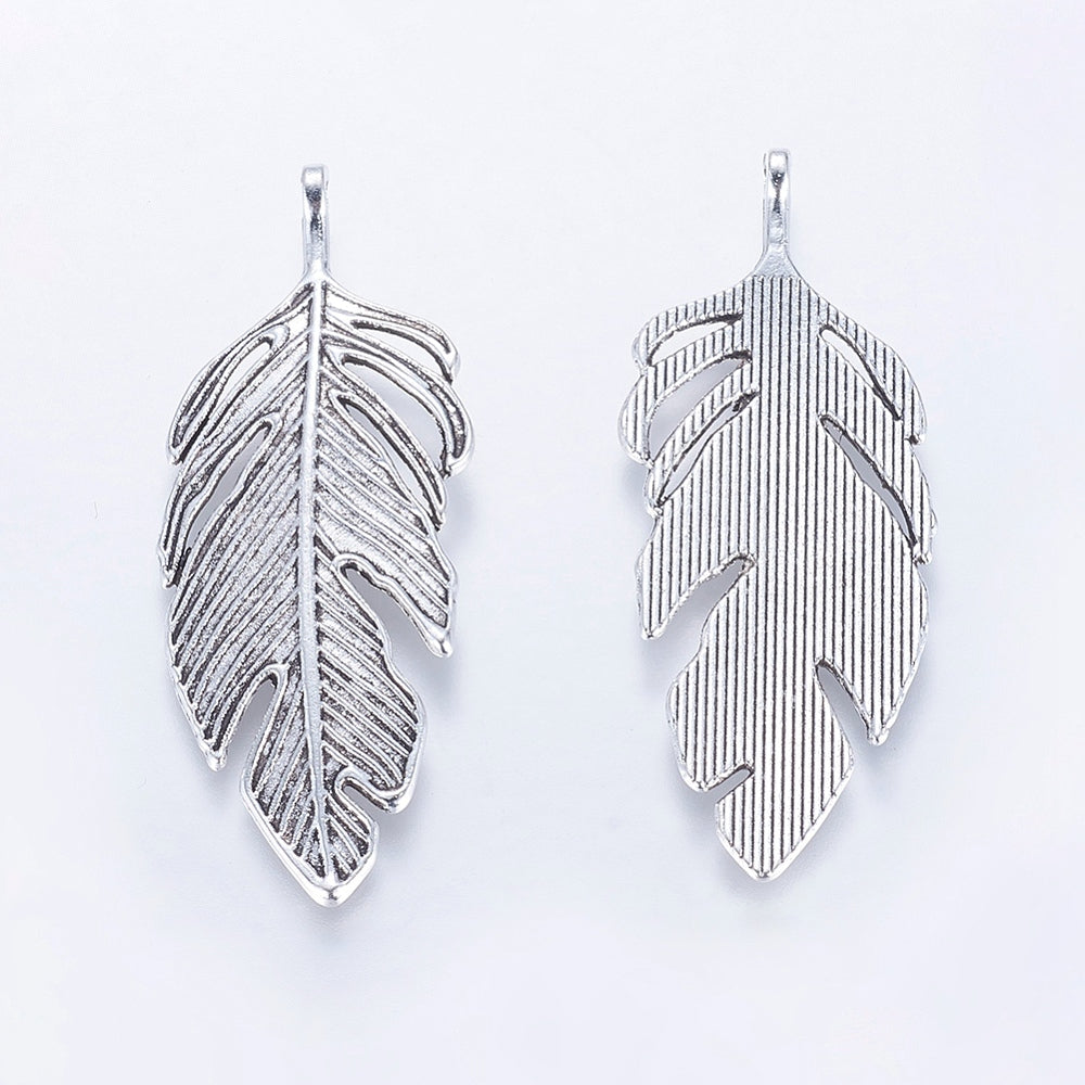 Feather Pendants Gold, Silver, Antique Bronze