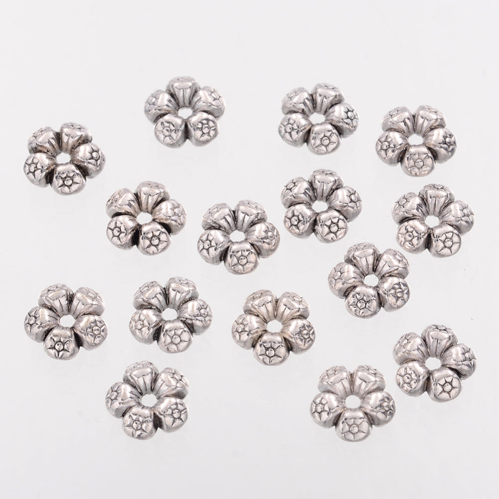 Heart Tibetan Style Charms Tibetan Silver Spacers Beads, 20 Pack