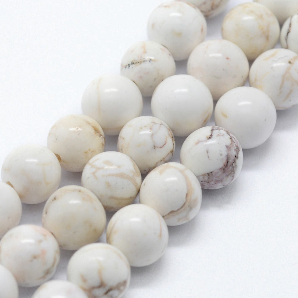 Natural Howlite Beads Strands, Round, 8mm