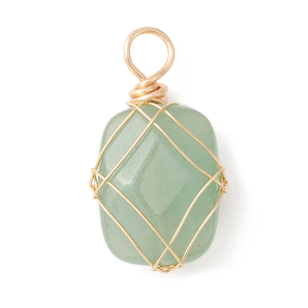 Natural Gemstone Copper Wire Wrapped Pendants 2 Pack