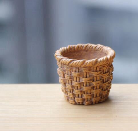 Mini Resin Bamboo Basket, Micro Landscape Home Fairy Garden Accessories