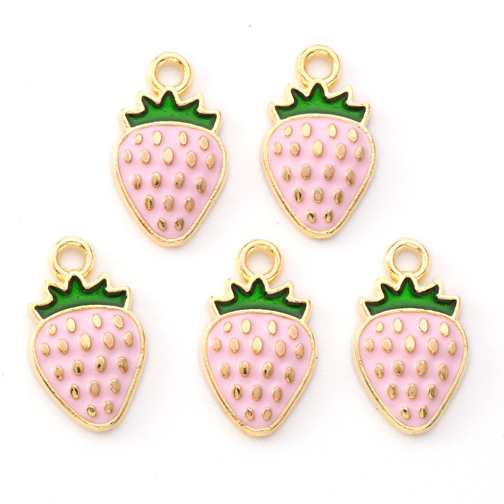 Strawberry Pendants Pearl Pink 10pk