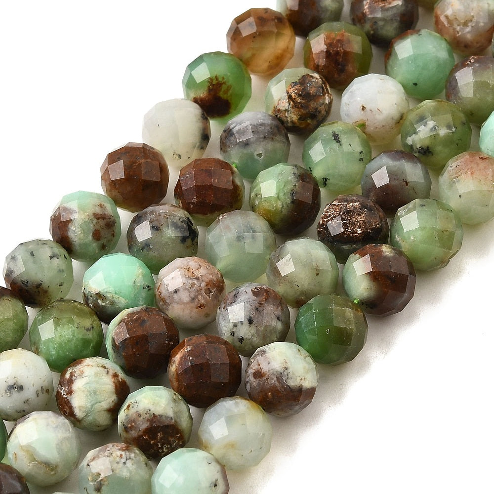 Natural Chrysoprase Beads Faceted Round 8mm (46–47pcs/Strand) The Pink Bead Shop
