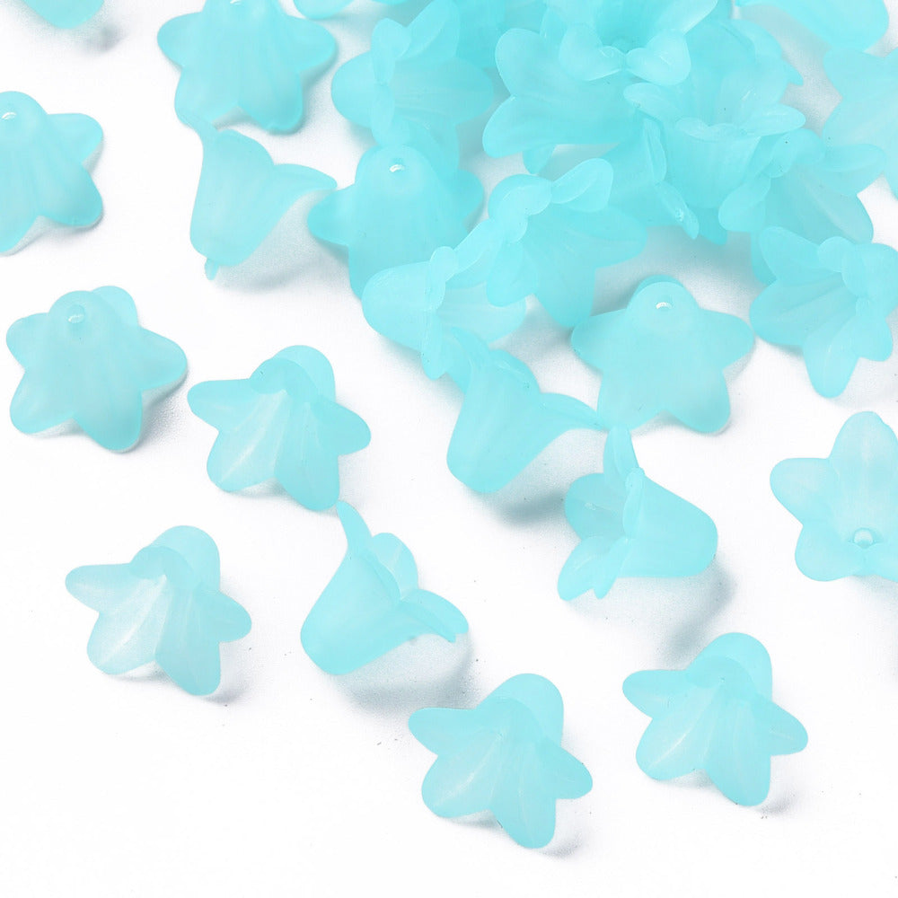 Transparent Acrylic Beads, Frosted, Flower, Asst Color Bulk 20 pieces