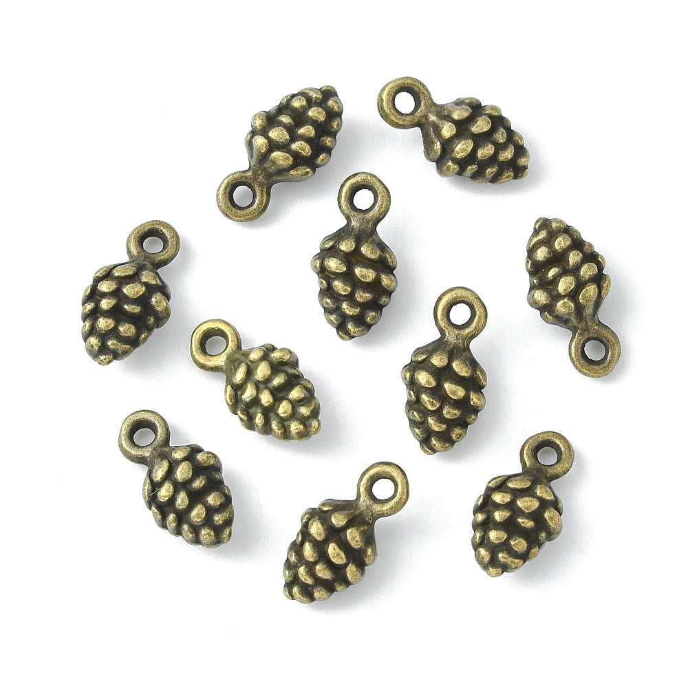 Tibetan Style Charms, Cadmium Free & Nickel Free & Lead Free, Antique Bronze Acorn 10 Pack