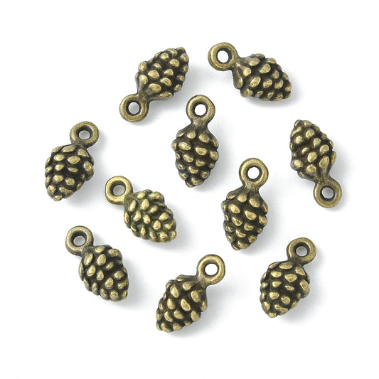 Tibetan Style Charms, Cadmium Free & Nickel Free & Lead Free, Antique Bronze Acorn 10 Pack