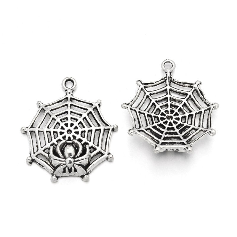 Tibetan Style Alloy Spider & Web Pendants 2 Pack The Pink Bead Shop