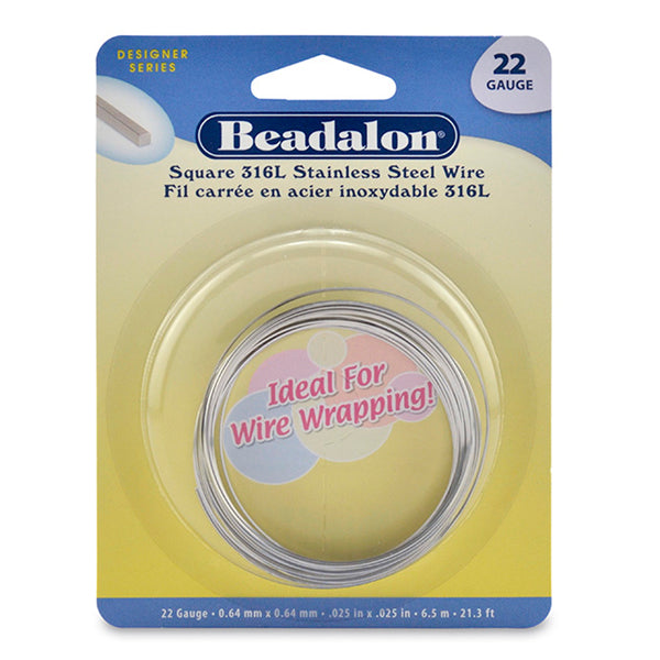 316L Stainless Steel Wire – 22 Gauge Square Wrapping Wire | The Pink Bead Shop Canada