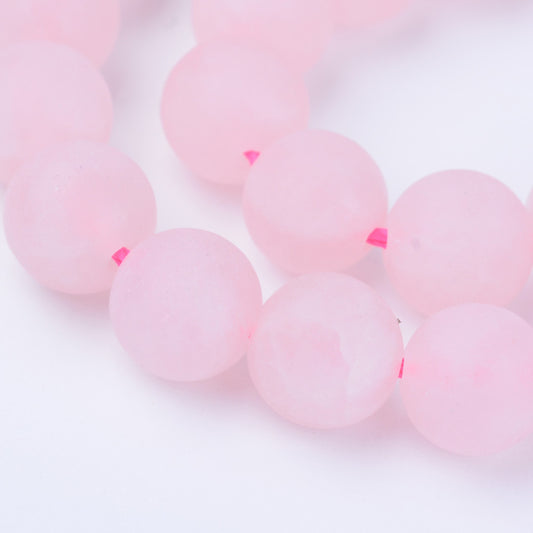Natural Rose Quartz Frosted Round Beads  8–8.5mm The Pink Bead Shop