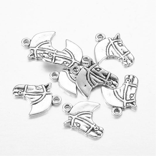 Tibetan Style Alloy Pendants, Horse Head, Lead Free and Cadmium Free, Antique Silver 3pack