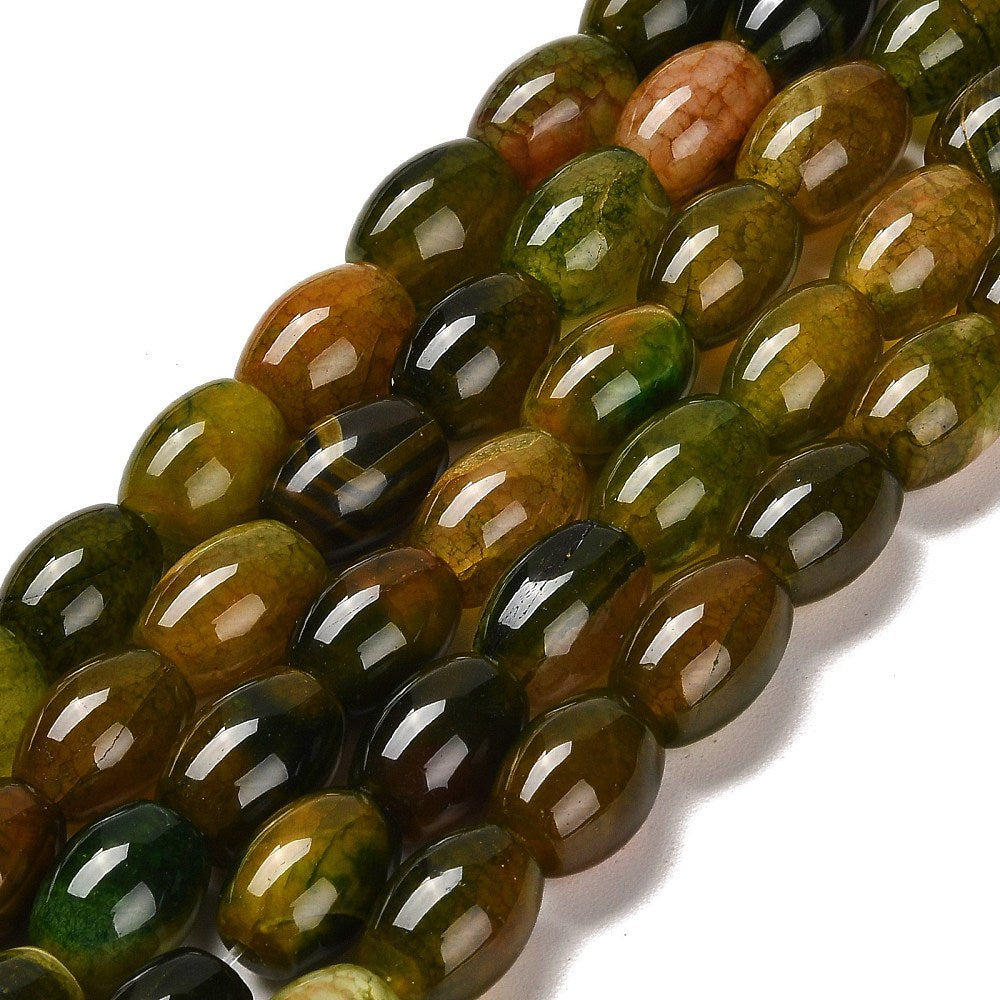 Agate Beads Dyed & Heated Olive Bongo Drum Shape 13~14x10mm (28pcs/Strand) The Pink Bead Shop