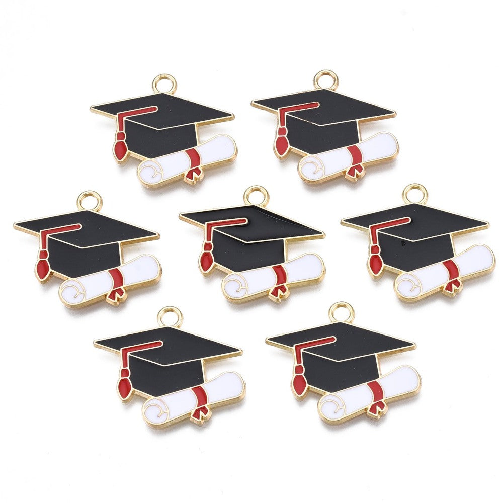 Enamel Pendants Graduation Hat & Diploma 2 pk