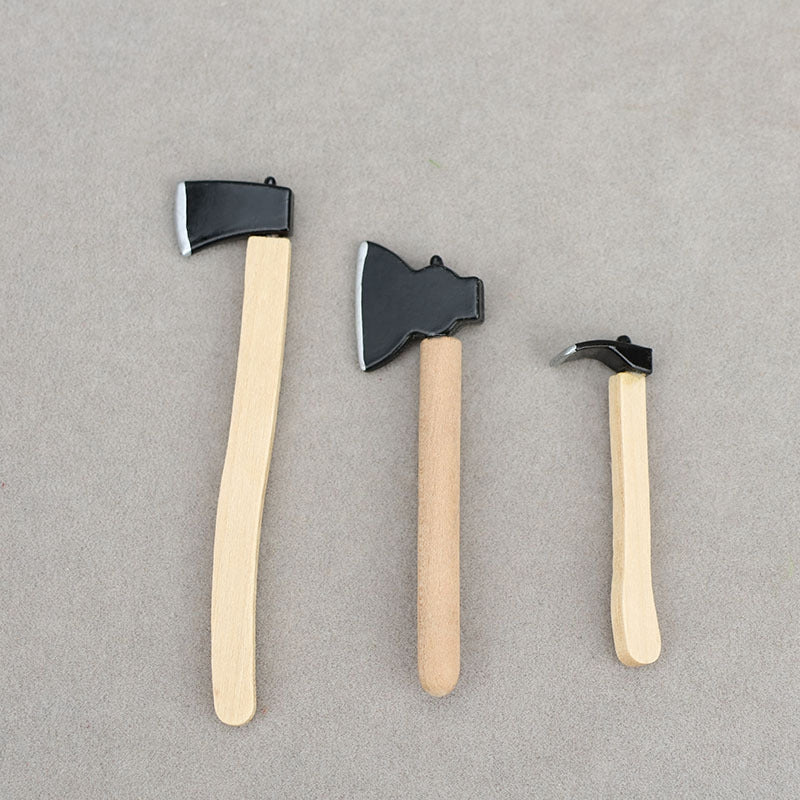 3Pcs Wood Axe Miniature Ornaments, Micro Landscape Fairy Garden Accessories