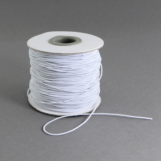 Round Elastic Cord, with Fibre Outside and Rubber Inside, for Bracelet String, White Size: about 1mm in diameter, about 109.36 yards(100m)/roll.