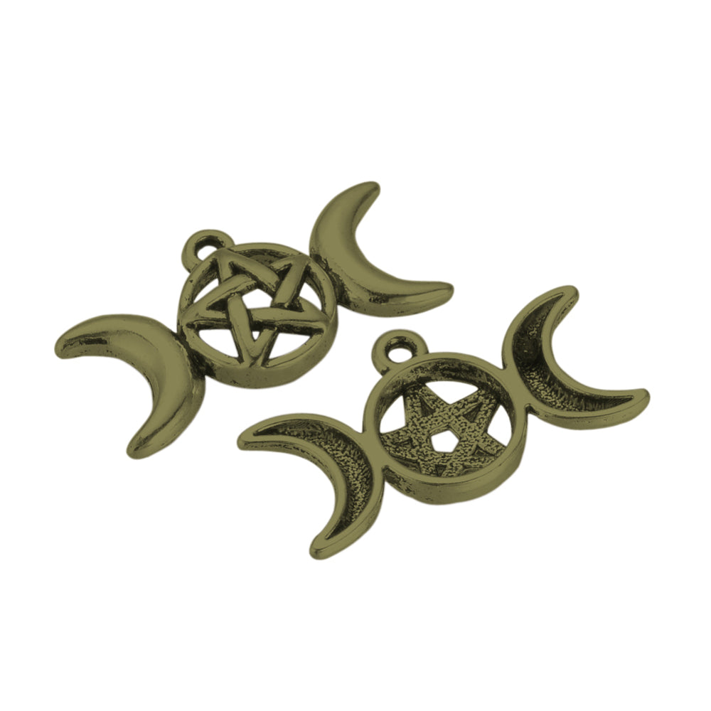 Tibetan Style Alloy Pendants Triple Moon Goddess 4pkg