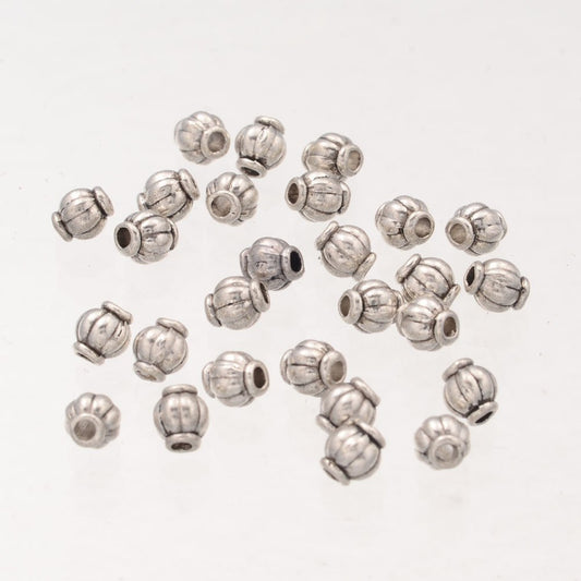 Barrel Tibetan Silver Spacer Beads, Lead Free; Nickel Free, Cadmium Free, Antique Silver 50 Pack