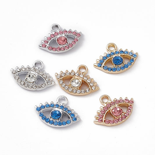 Evil Eye Charm with Rhinestone 5pcs