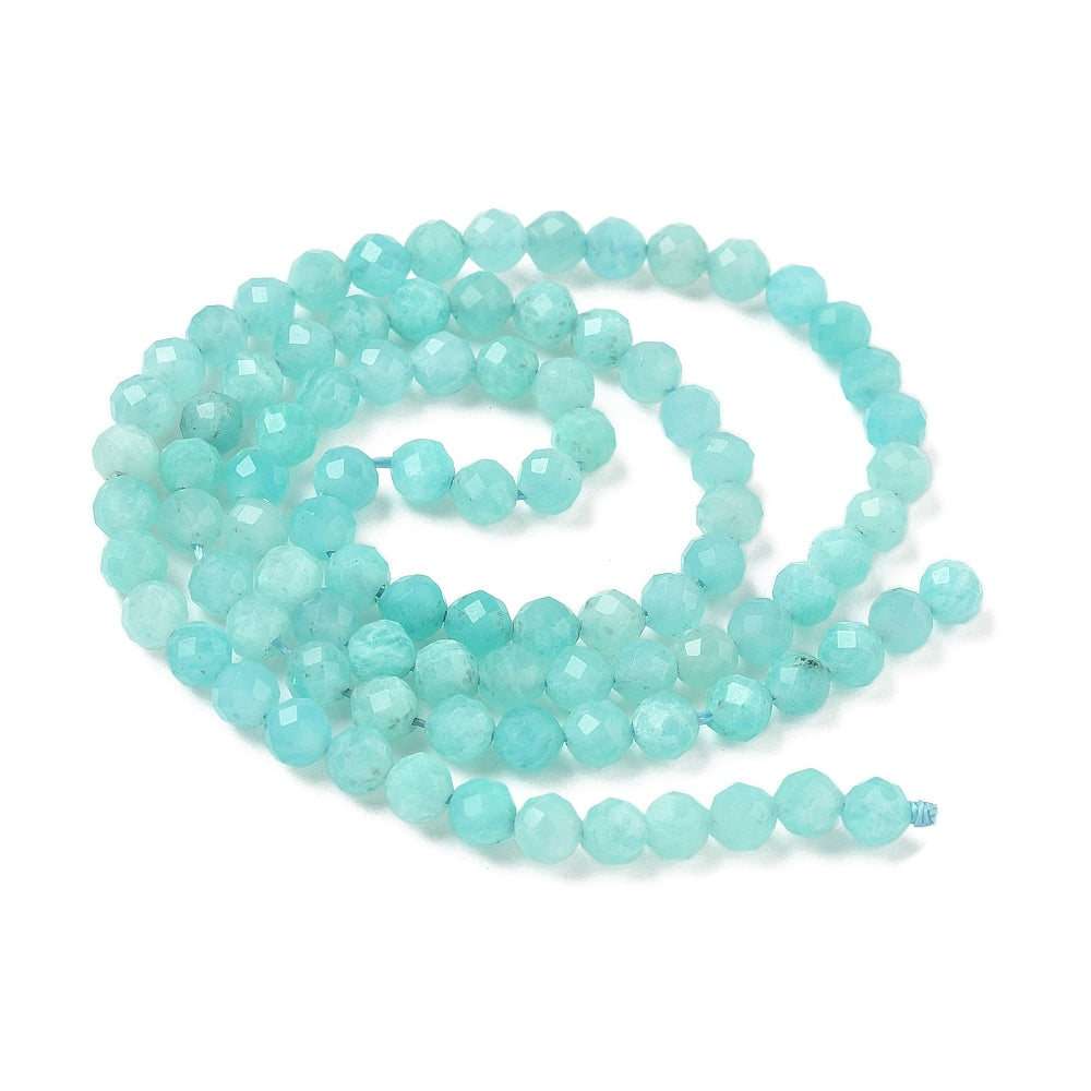Amazonite Beads Natural Faceted Round 4mm (95pcs/Strand) The Pink Bead Shop