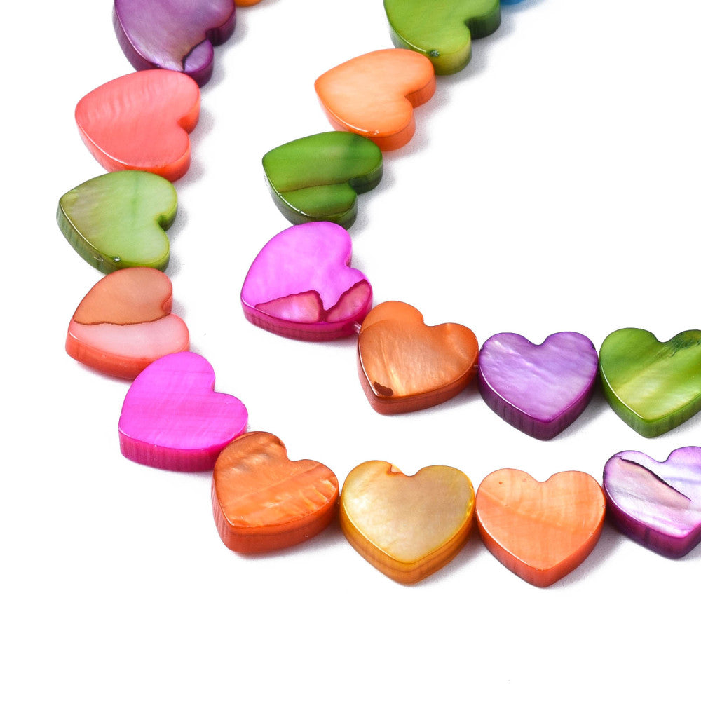 Freshwater Shell Beads Dyed Heart Shape Mixed Colors 8x89x23mm (44–45pcs/Strand) The Pink Bead Shop