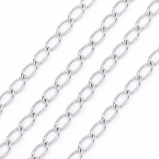 Tarnish Resistant 304 Stainless Steel Curb Chains/Twisted Chains, Soldered; Stainless Steel Color 1 METER