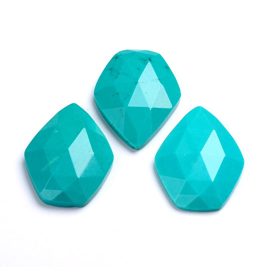 Dyed Faceted Natural Howlite Cabochons 2 pack