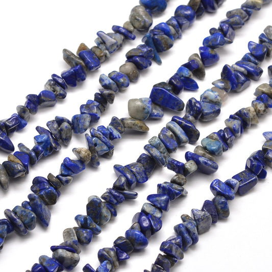 Natural Lapis Lazuli Chip Bead Strands, Size: about 5~8mm wide