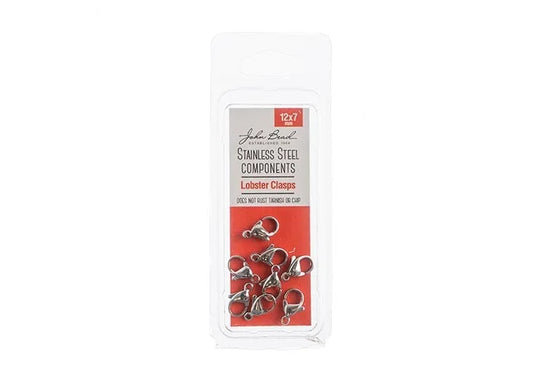 Stainless Steel Lobster Clasp – 12×7mm, Pack of 8pcs | The Pink Bead Shop