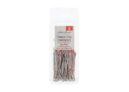 Stainless Steel Eye Pins 35mm (100pcs) The Pink Bead Shop