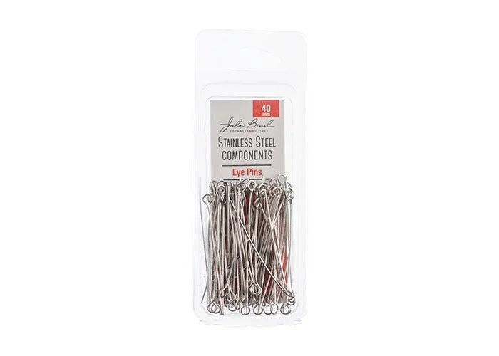 Stainless Steel Eye Pins 40mm (100pcs) The Pink Bead Shop