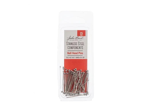 Stainless Steel Ball Head Pins 25mm (50pcs) The Pink Bead Shop