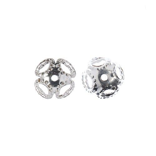 Silver Color Flower Bead Caps – 8mm – 48 Pieces | The Pink Bead Shop Canada
