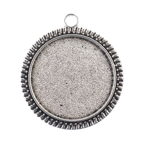 Round Pendant Frame 32mm Antique Silver 3pcs