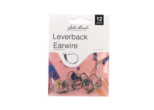 Earwire Leverback (apx 15mm) Antique Silver 12pcs