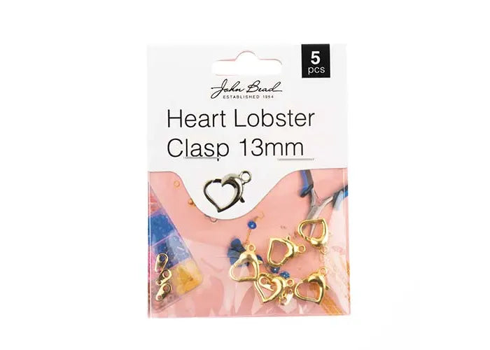 Heart Lobster Clasp 13mm Silver & Gold 5pcs
