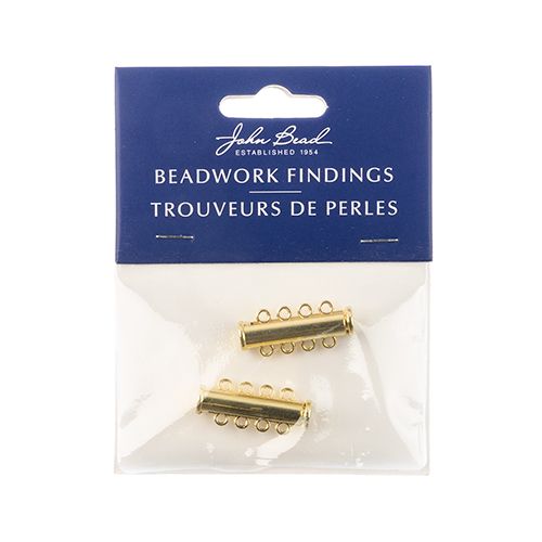 Gold Tube Slide Clasp with 4-Strands 2pc | The Pink Bead Shop Canada