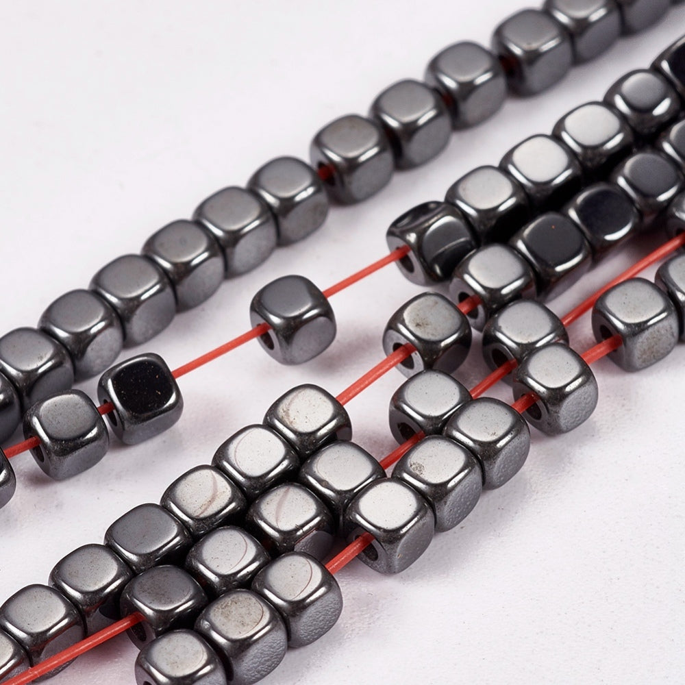 Non-magnetic Synthetic Hematite Beads Strands, Cube, Grade AAA 3mm Silver, Platinum, Multi color