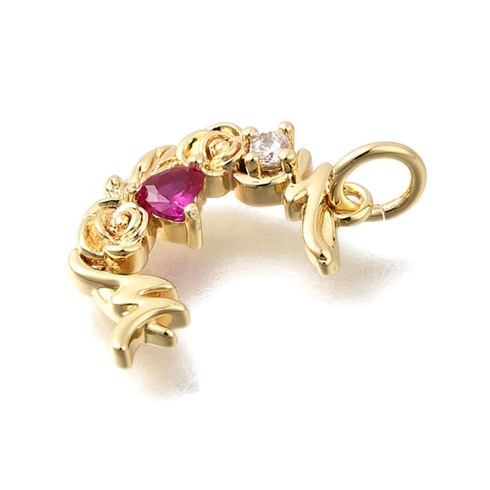 Flower Charms, Rack Plating, Lasting Plated, 18k Gold Plated Brass Micro Pave Cubic Zirconia