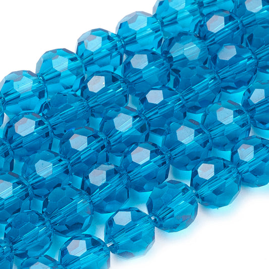 Glass Beads Strands, Faceted(32 Facets), Round, Assorted Colors 8mm