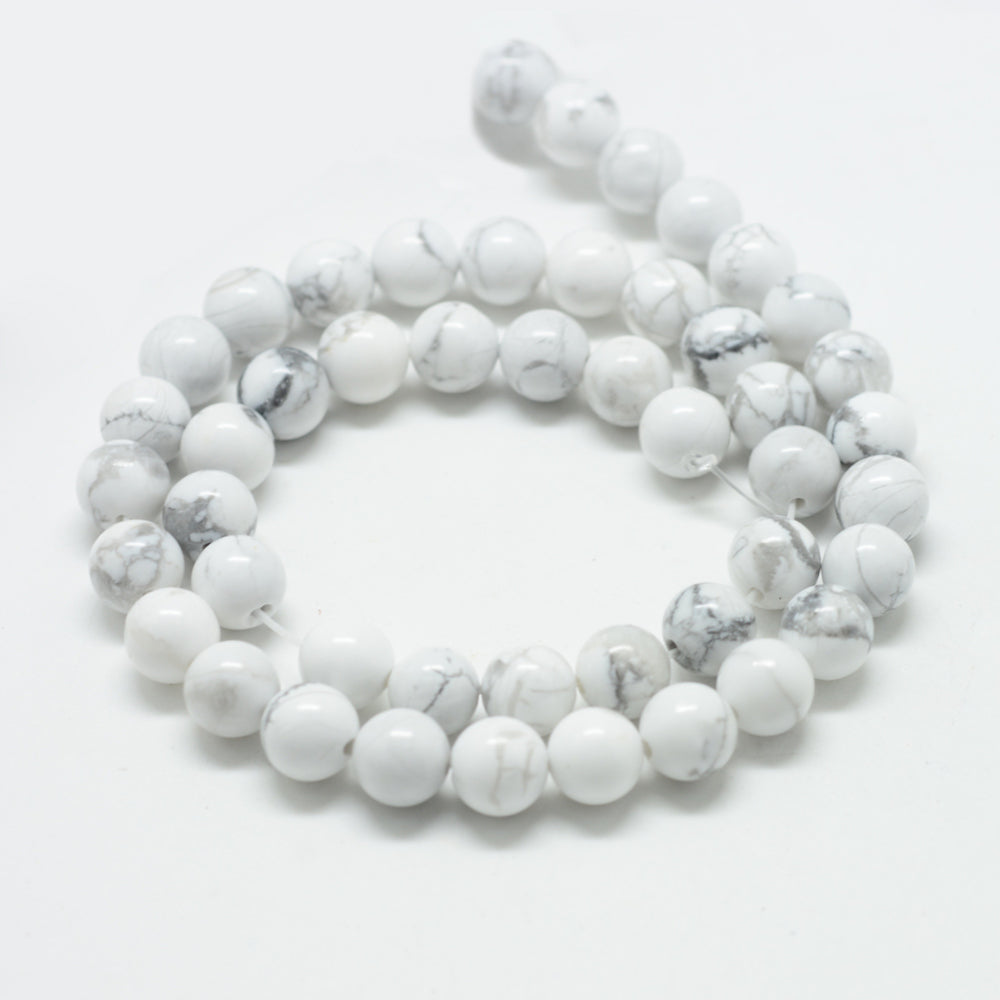 Howlite Beads Natural White Round 6mm & 8mm (Assorted Sizes) The Pink Bead Shop