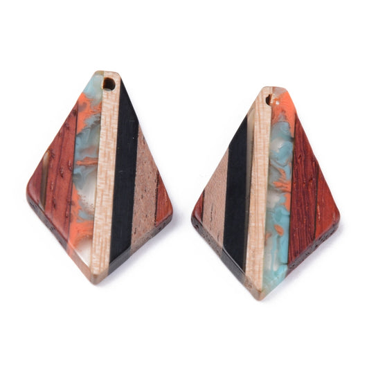 Walnut & Resin Wood Pendant 2pack